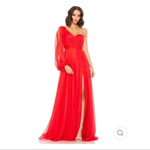 MAC DUGGAL one sleeve chiffon gown